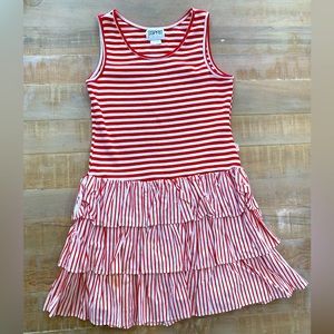 ESPIRIT kids vintage 1980s striped red girls dress